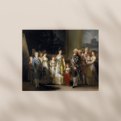 The image is a painting depicting a group of people in formal attire, likely from a historical or royal event.