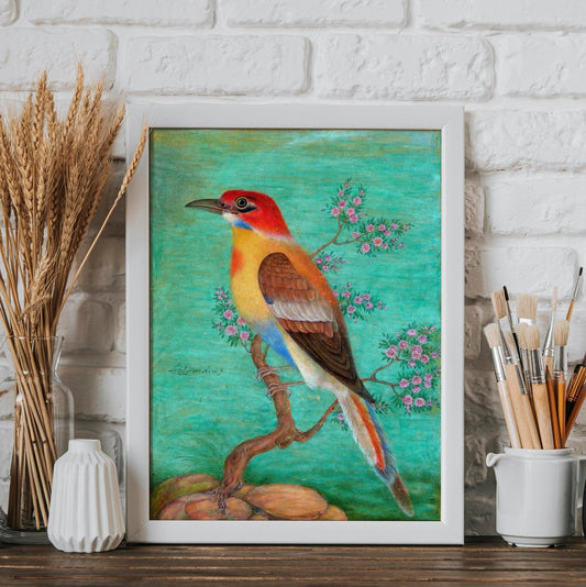 Bee - Eater (Traditional Persian Miniature Art) - Pathos Studio - Art Prints