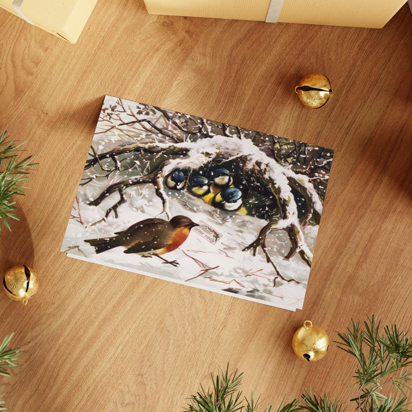 Christmas Greetings Cards: Birds In Snow - Pathos Studio - Greetings Cards