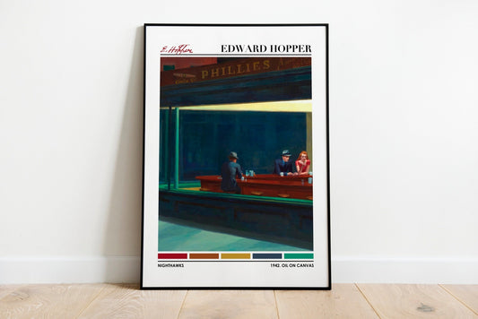 EDWARD HOPPER - Nighthawks (Color Palette Poster) - Pathos Studio - Art Prints