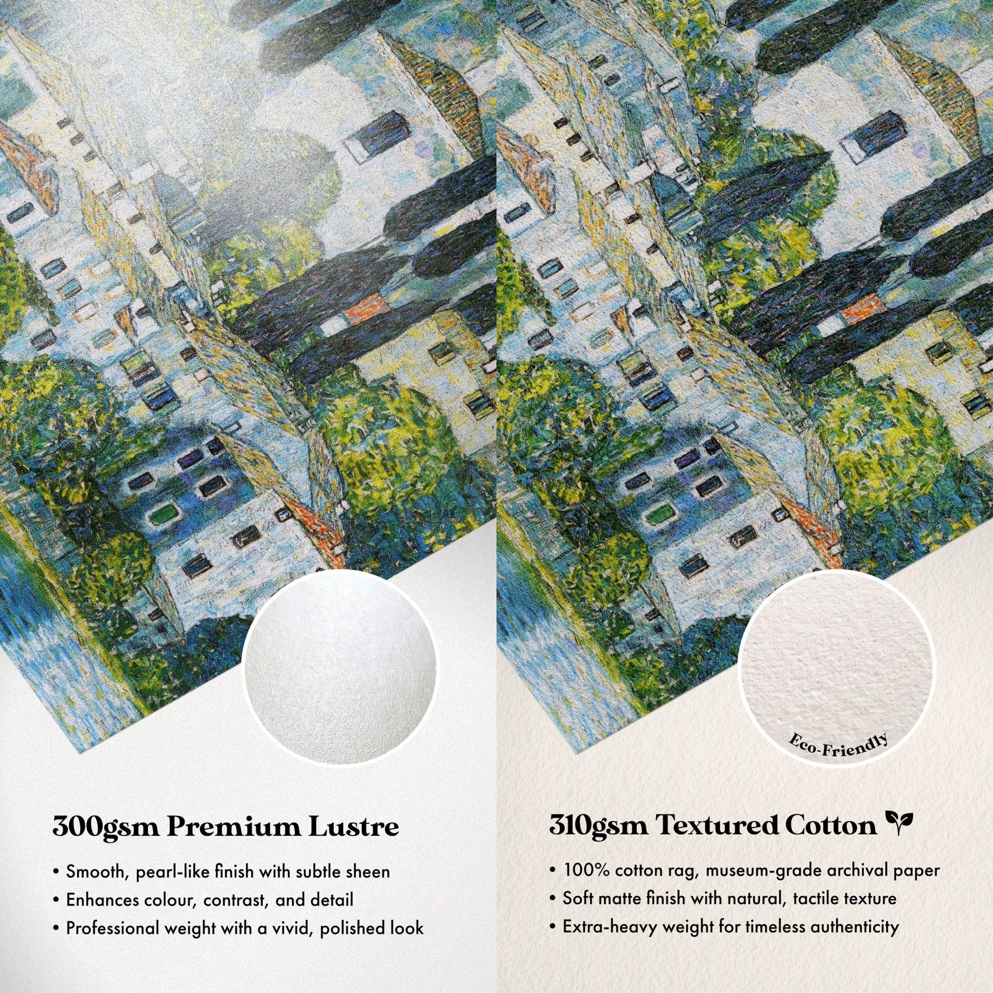 The image is a collage of two images, one showing a painting and the other showing a textured cotton paper. The text in the image is too small to read clearly, so I cannot provide specific details about the content of the images.