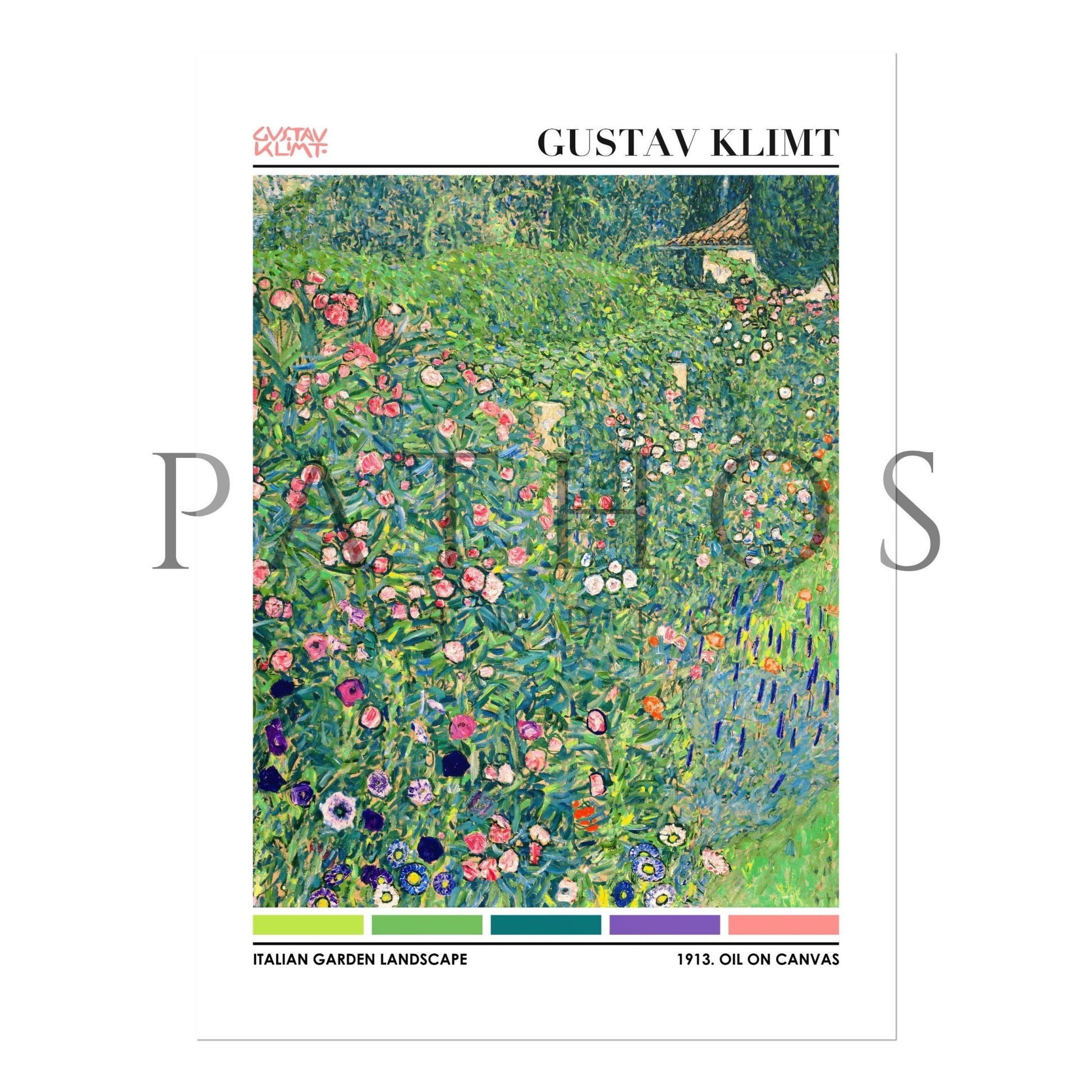 GUSTAV KLIMT - Italian Garden Landscape (Color Palette Poster) - Pathos Studio - Art Prints