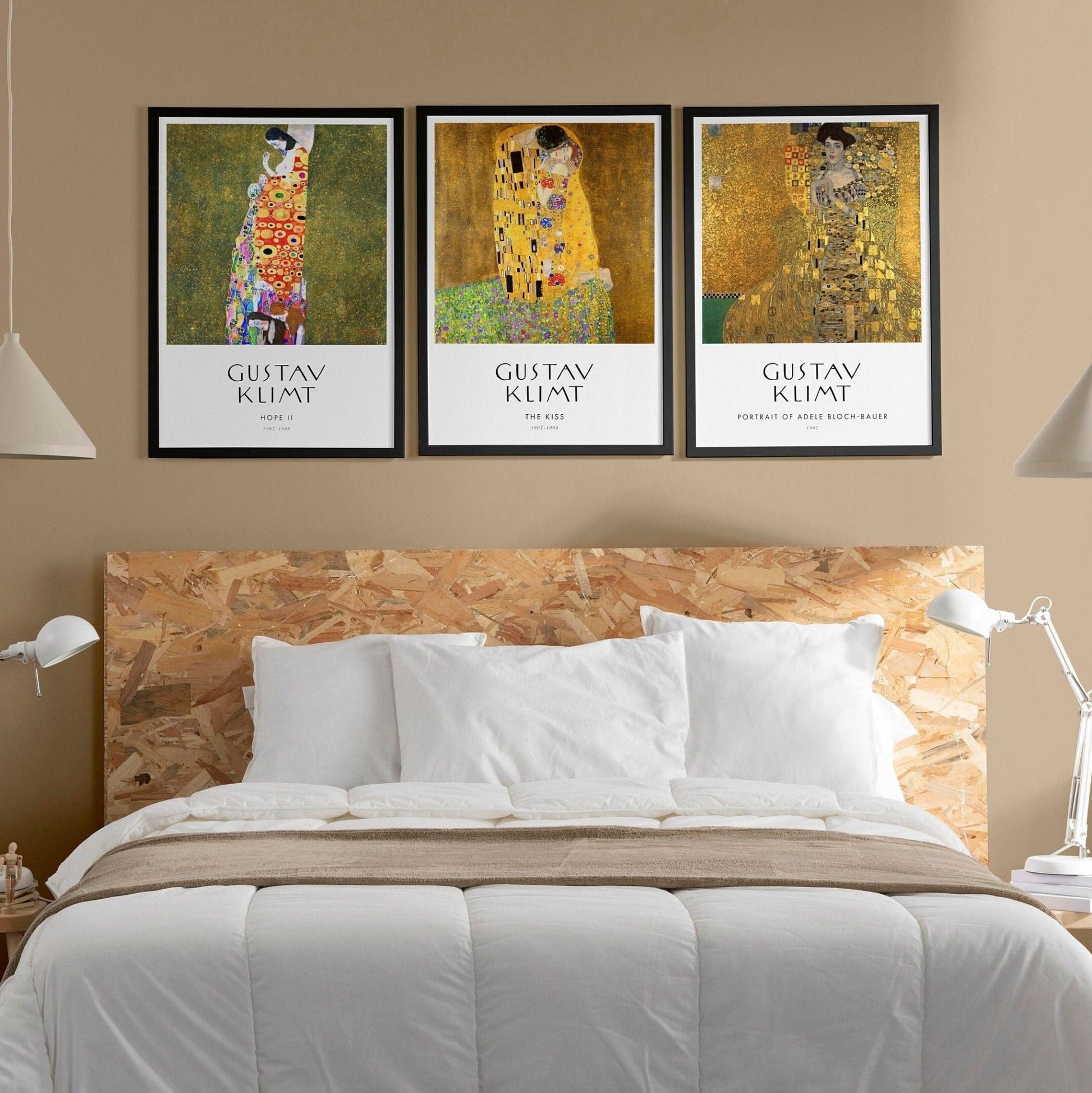 Gustav Klimt - Set Of 3 Gold Portrait Posters - Pathos Studio - Art Print Sets