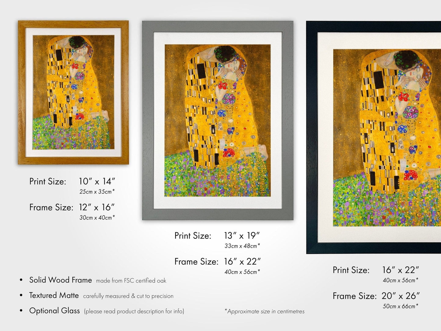 Gustav Klimt - Set Of 3 Gold Portrait Prints - Pathos Studio - Art Print Sets