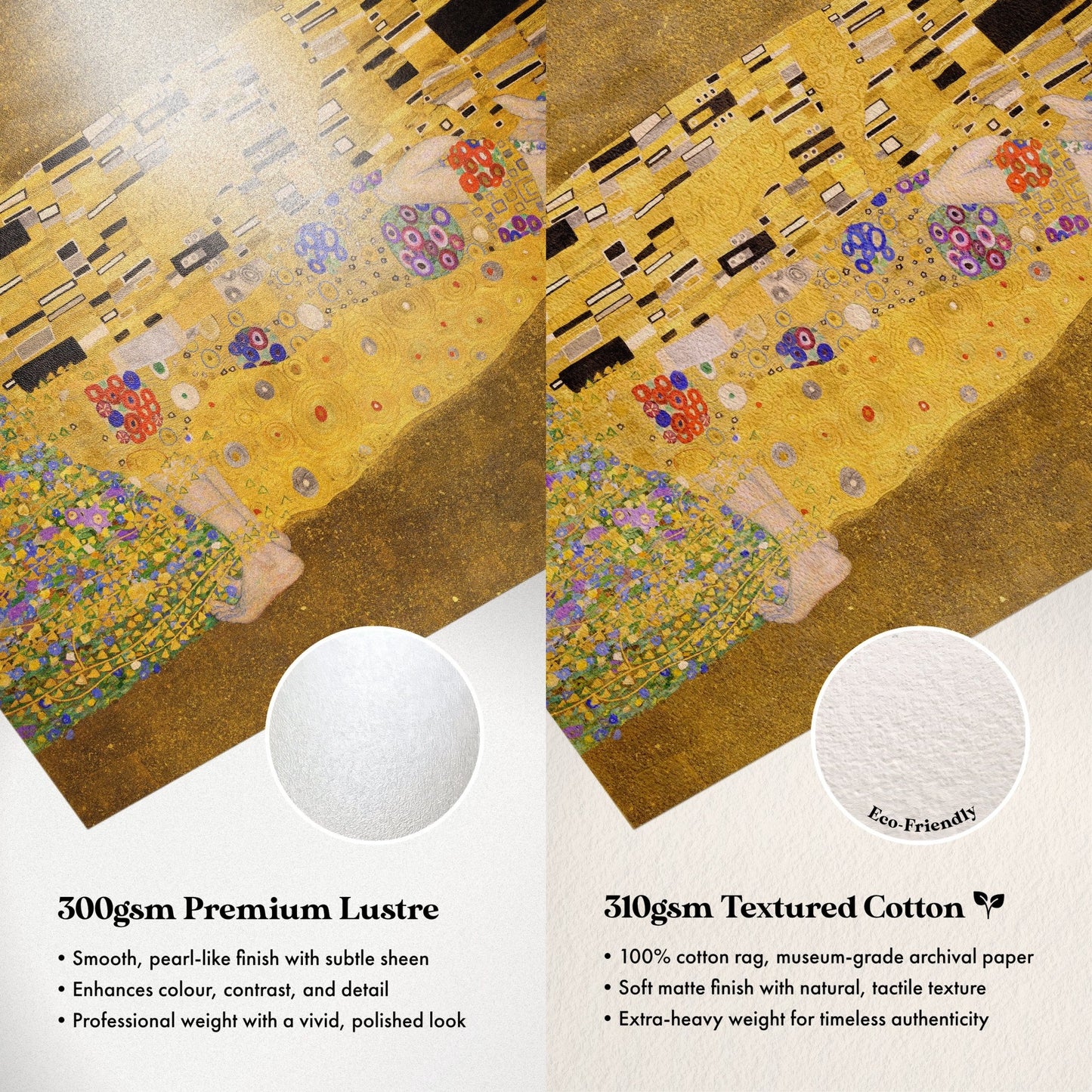 The image is a collage of two images, one showing a painting of a woman's feet on a yellow background and the other showing a close-up of a cotton fabric.