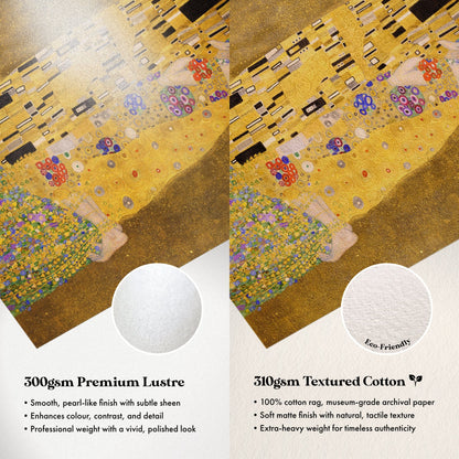 The image is a collage of two images, one showing a painting of a woman's feet on a yellow background and the other showing a close-up of a cotton fabric.