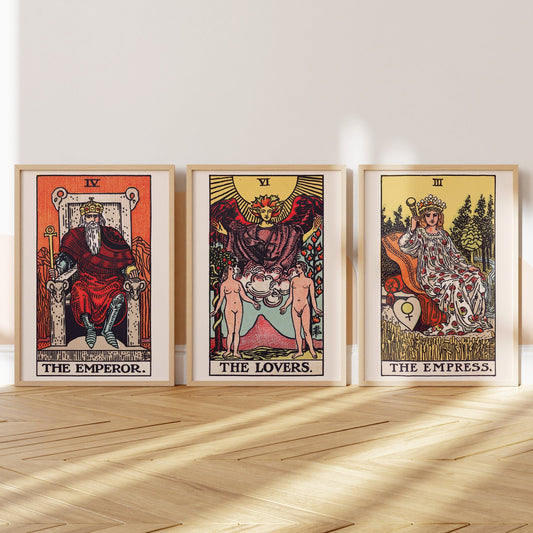 Set of 3 Tarot Card Prints: The Emperor, The Lovers & The Empress - Pathos Studio - Art Print Sets