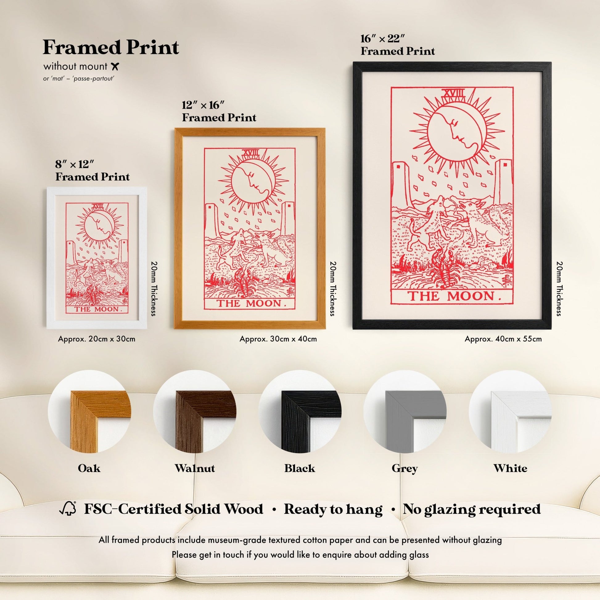 Tarot Art - XVIII The Moon (Red) | Art Prints | Pathos Studio