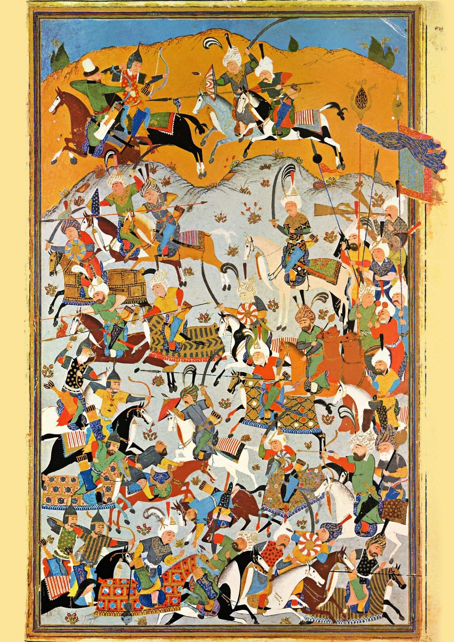 Une scène de bataille (art miniature persan traditionnel)