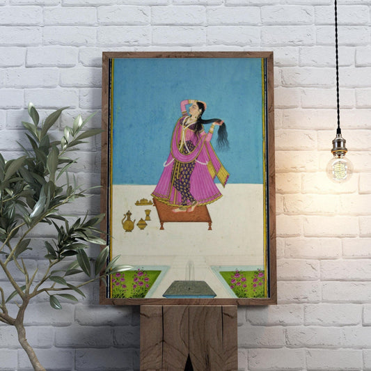 A Lady At Her Toilette (Traditional Indian / Hindu Art)