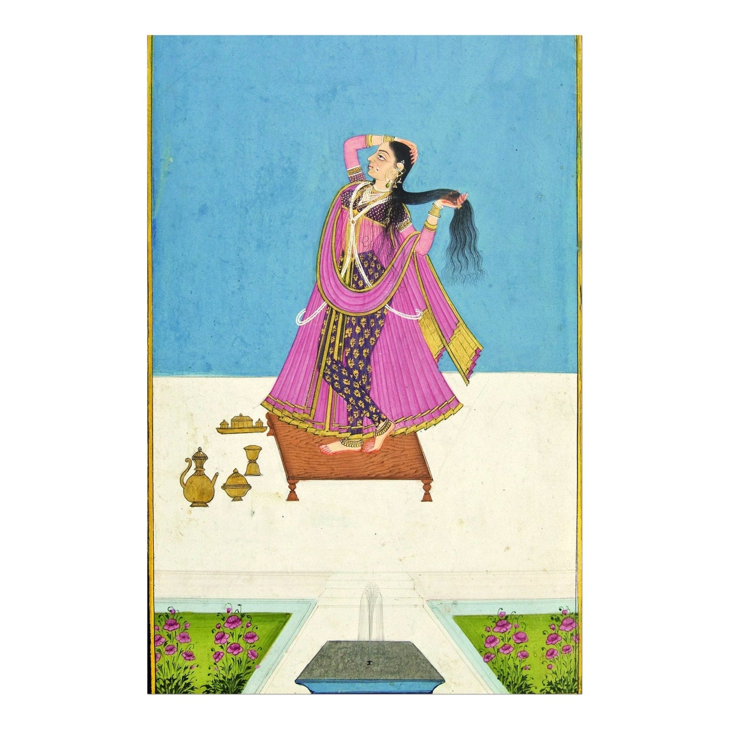 A Lady At Her Toilette (Traditional Indian / Hindu Art)