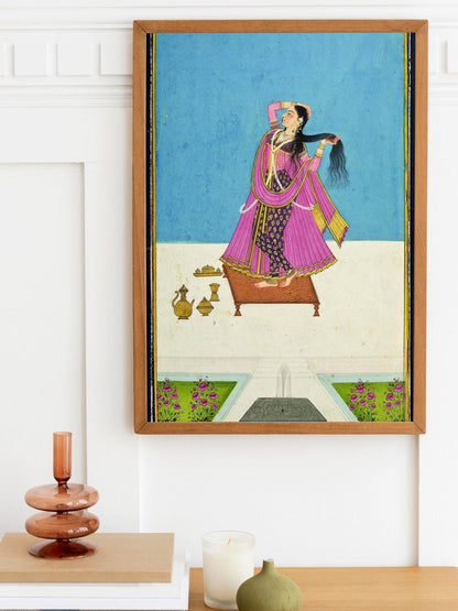 A Lady At Her Toilette (Traditional Indian / Hindu Art)