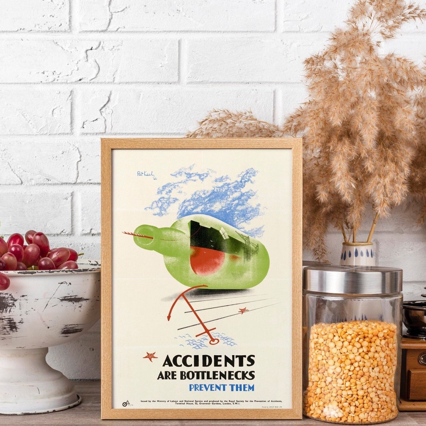 Accidents Are Bottlenecks (Vintage WWII poster by James Fitton) - Pathos Studio - Art Prints