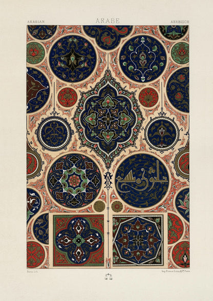 ALBERT RACINET - Lithographie Motif Arabe de 'L'ornement Polychrome'