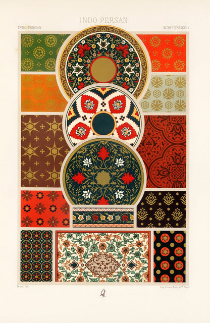 ALBERT RACINET - Indo Persian Pattern Lithograph from 'L'ornement Polychrome'