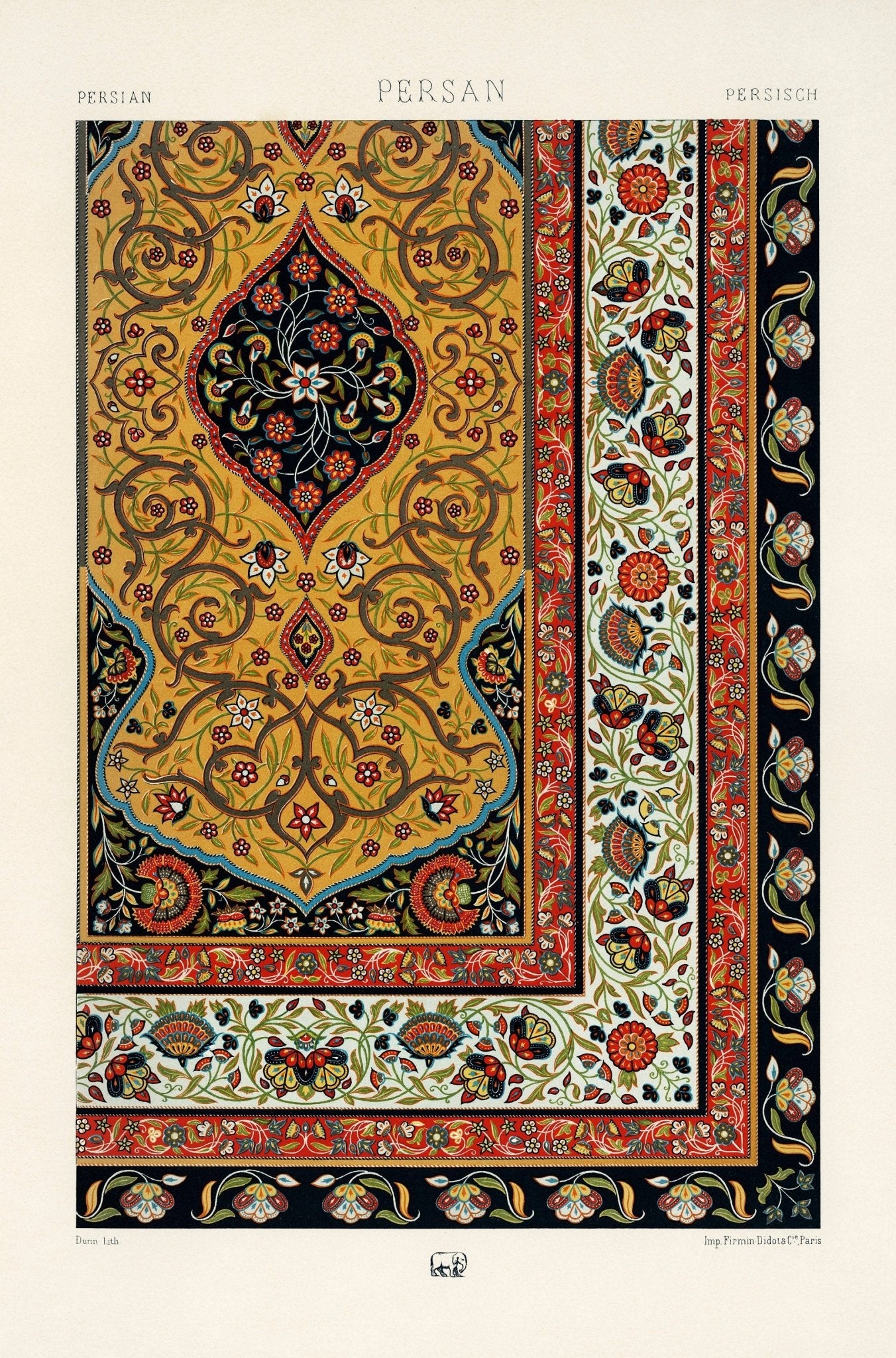 ALBERT RACINET – Lithographie mit persischem Muster aus „L'ornement Polychrome“