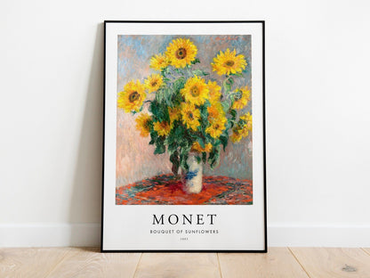 CLAUDE MONET - Blumenstrauß aus Sonnenblumen (Posterstil)