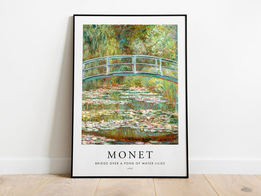 CLAUDE MONET - Bridge Over A Pond Of Water Lilies (Poster Style)