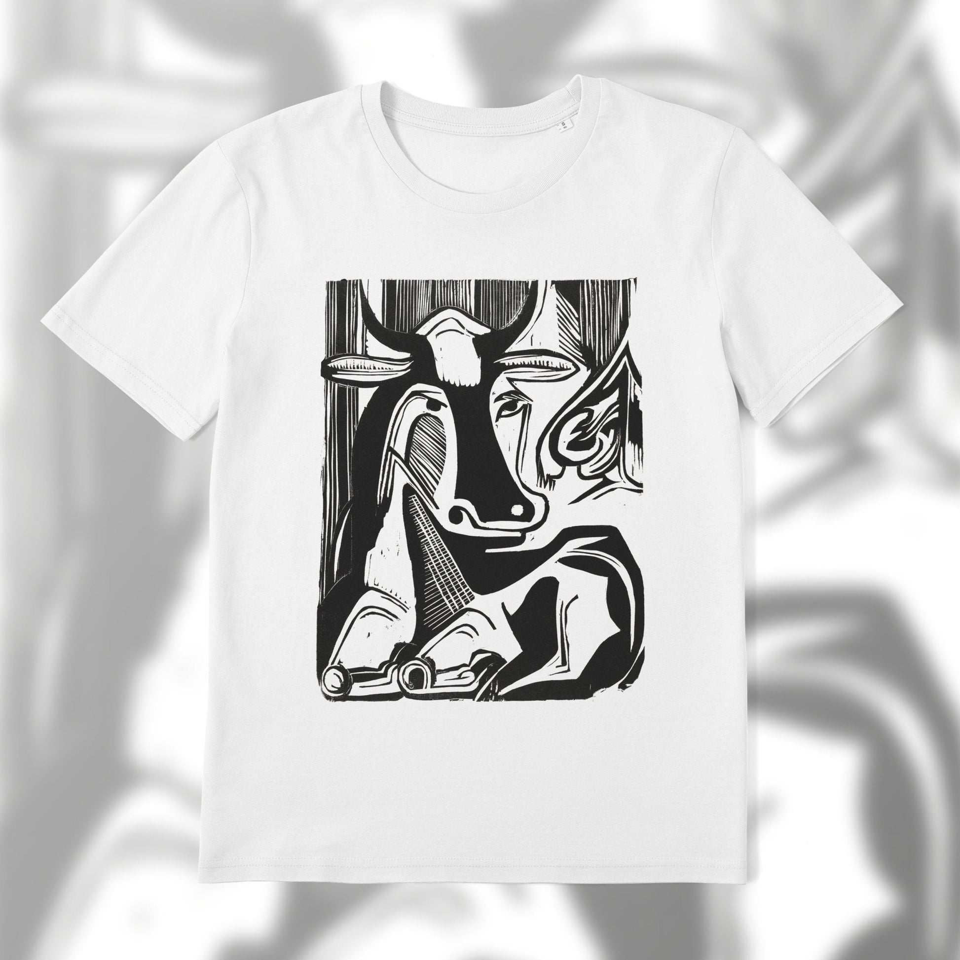 Cow Linoprint - Vintage Animal Print T-Shirt - Pathos Studio -