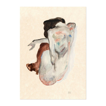 EGON SCHIELE - Crouching Nude In Shoes And Stockings - Pathos Studio - Art Prints