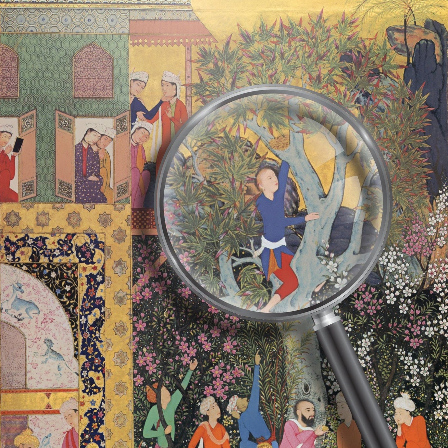 Fest in der Natur aus Muraqqa-e Gulshan (traditionelle persische Miniaturkunst)