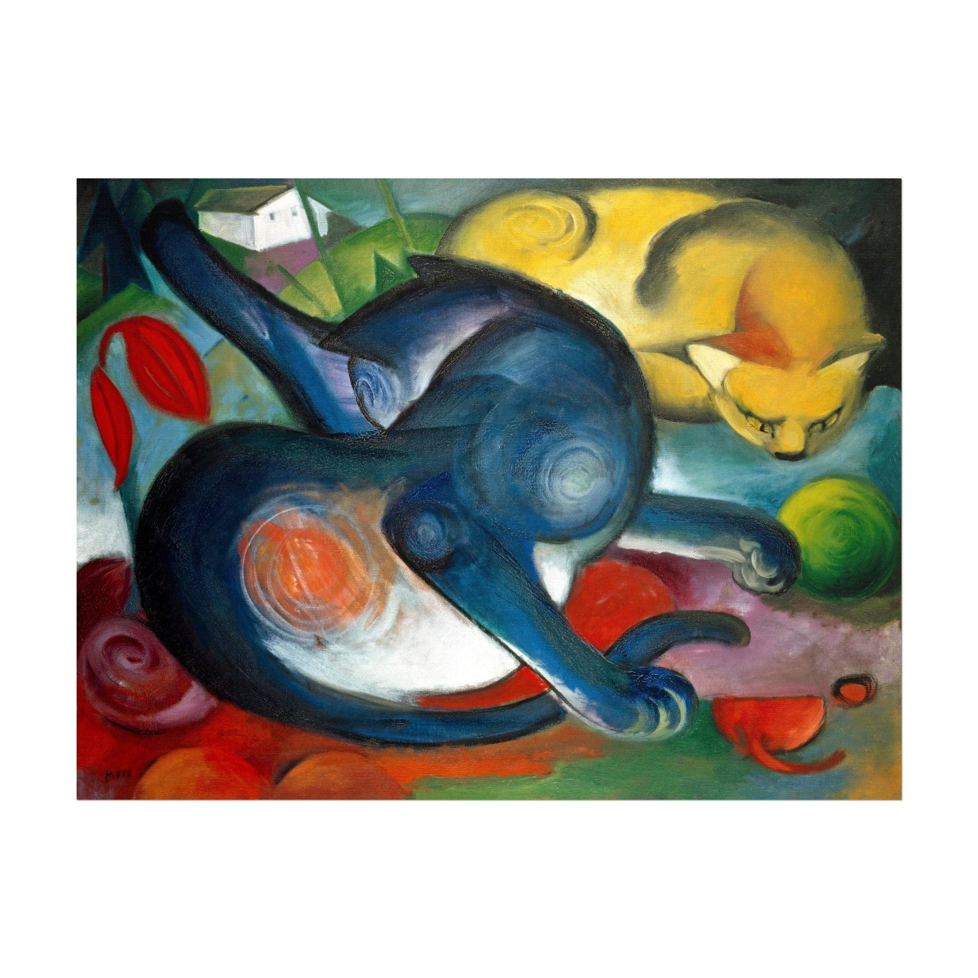 FRANZ MARC - Two Cats, Blue & Yellow - Pathos Studio - Art Prints