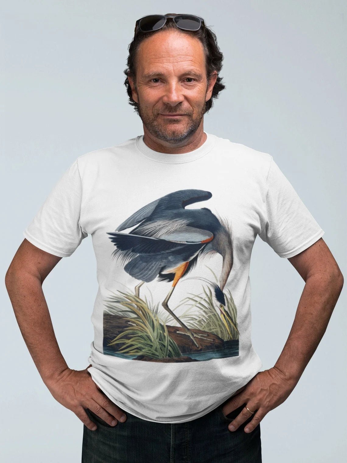 Great Blue Heron - Vintage 'Birds Of America' T-Shirt - Pathos Studio -