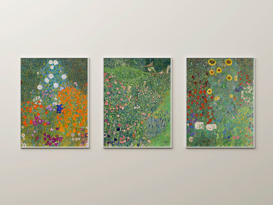GUSTAV KLIMT - Set Of 3 Flower Garden Prints - Pathos Studio - Art Print Sets