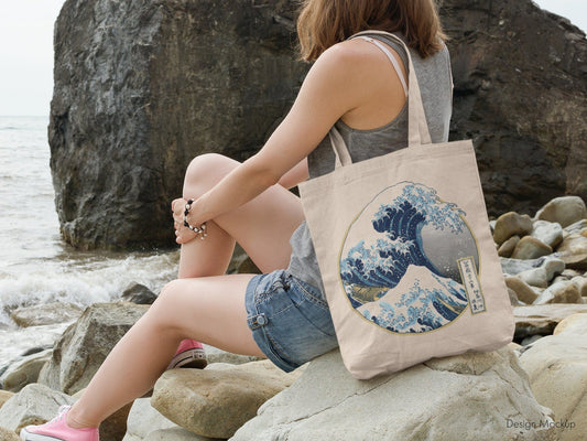 HOKUSAI - The Great Wave Tote Bag - Pathos Studio - Tote Bags