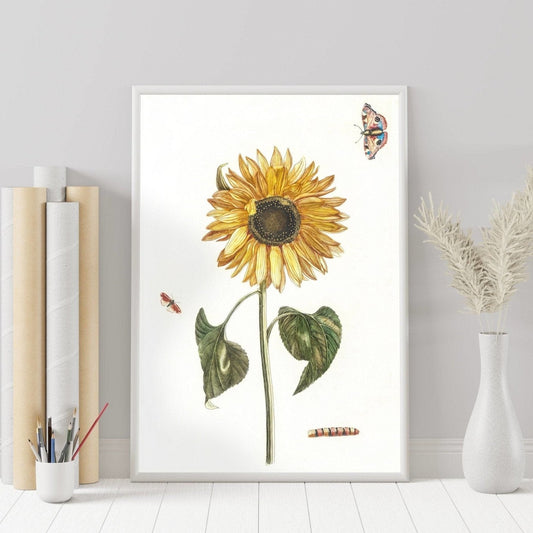 JOHAN TEYLER - Sunflower, Caterpillar & Two Butterflies (À La Poupée)