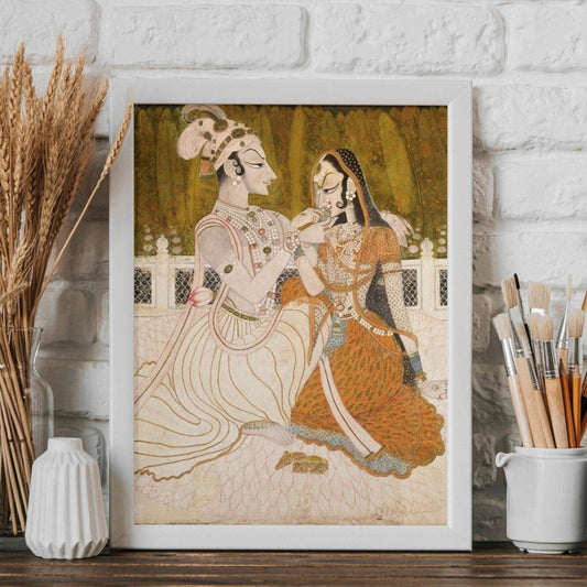 Krishna and Radha (Traditional Indian / Hindu Painting)
