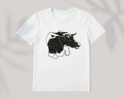 Lying Cow - Vintage Animal Print T-Shirt