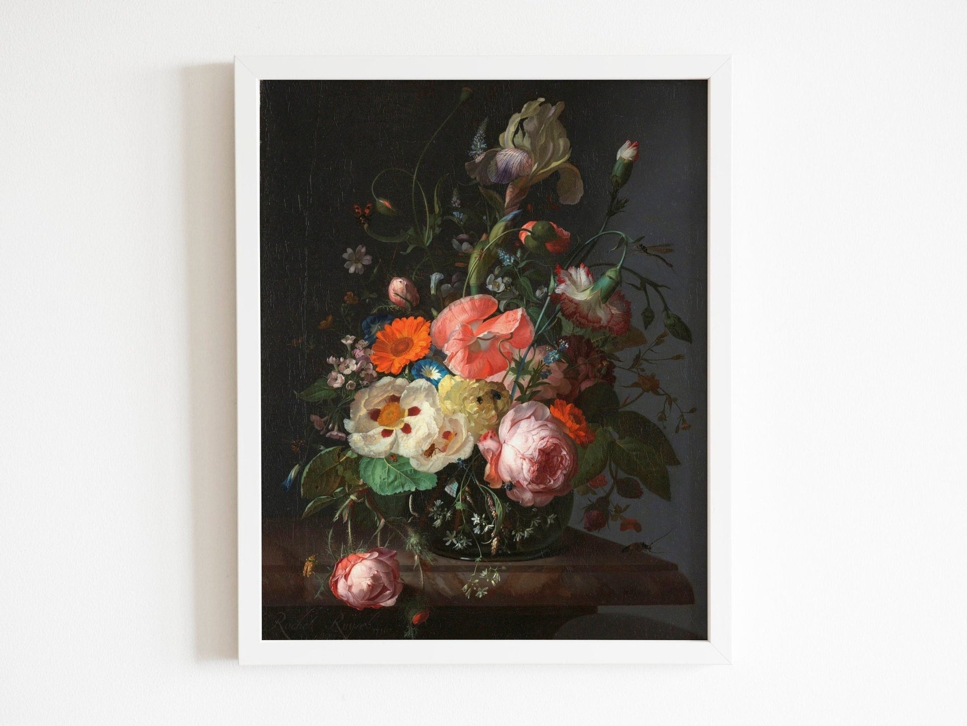 RACHEL RUYSCH - Still Life With Flowers On A Marble Tabletop - Pathos Studio - Art Prints