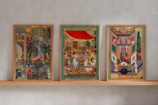 Set of 3 - Traditional Persian Miniature Art Featuring People - Pathos Studio - Posters, Prints, & Visual Artwork