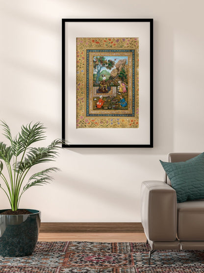 Shah Tahmasp In The Mountains (Traditional Persian Miniature Painting) - Pathos Studio - Posters, Prints, & Visual Artwork