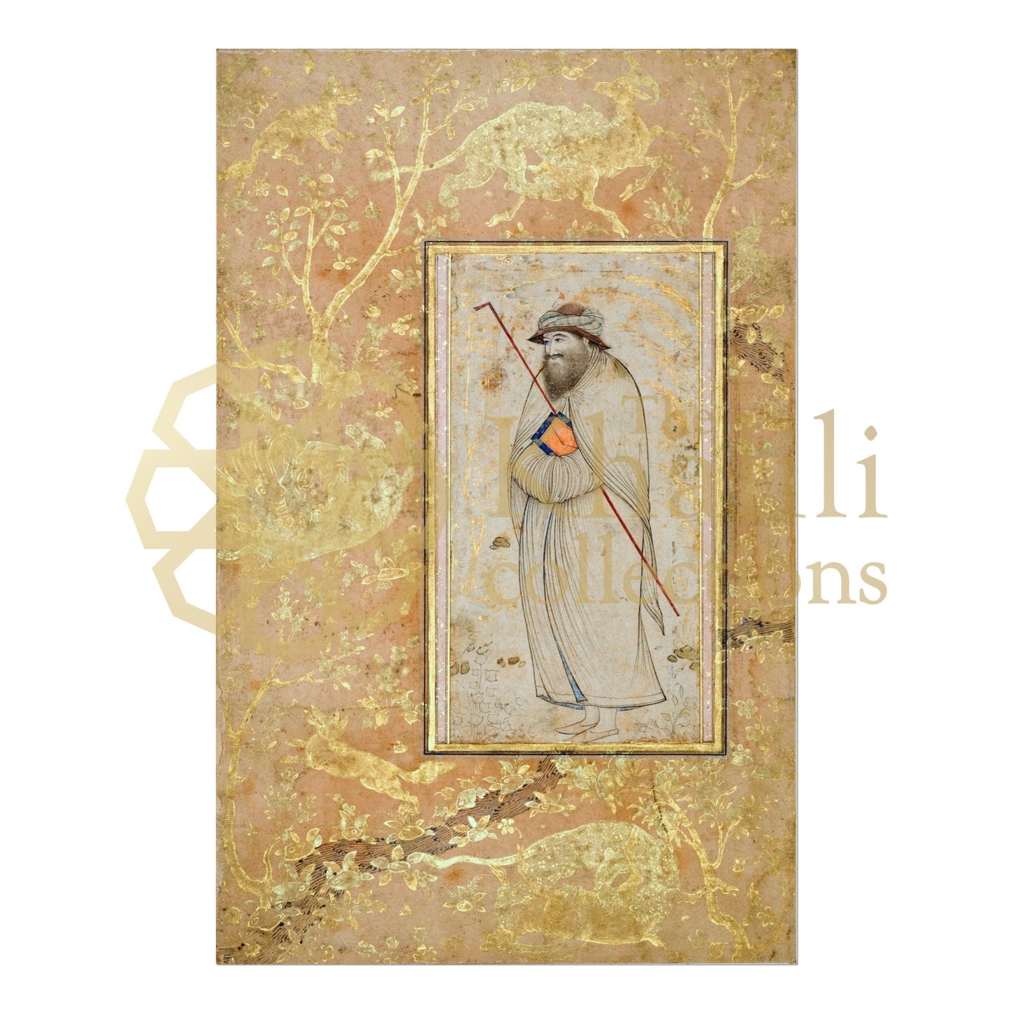 Standing Dervish Holding A Staff (Antique Persian Art) - Pathos Studio - Art Prints