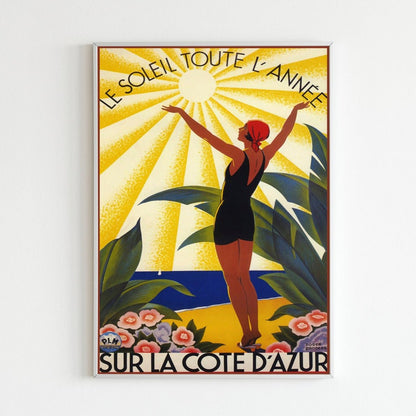 Sur La Côte d'Azur - Vintages Frankreich-Reiseplakat