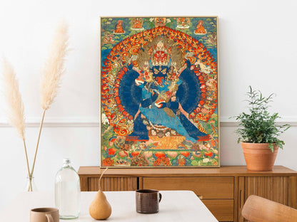 Tibetan Thangka Depicting Vajrabhairava (Traditional Buddhist Painting)