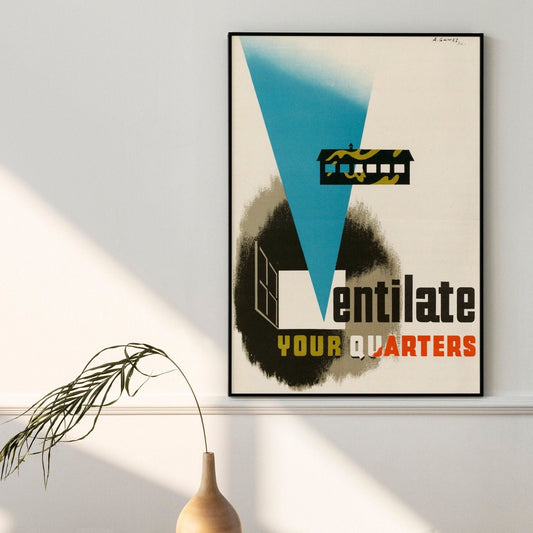 Ventilate Your Quarters (Vintage WWII poster by Abram Games) - Pathos Studio - Art Prints
