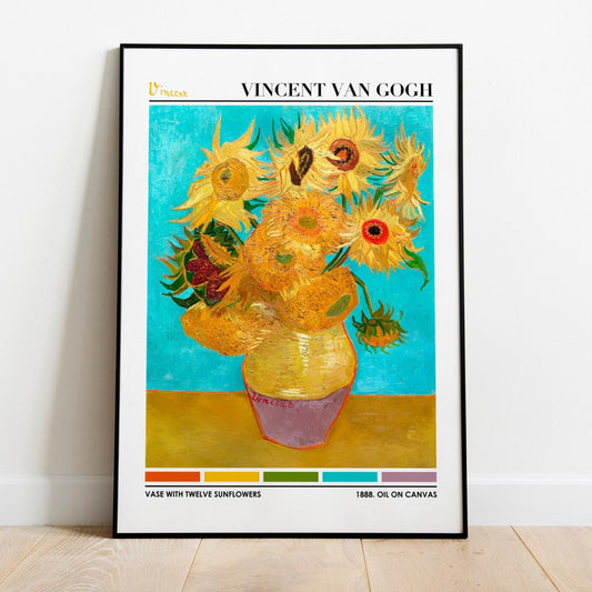 VINCENT VAN GOGH - Vase with Twelve Sunflowers (Color Palette Print) - Pathos Studio - Art Prints