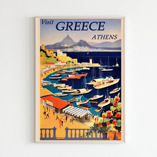 Visit Athens - Vintage Greece Travel Poster