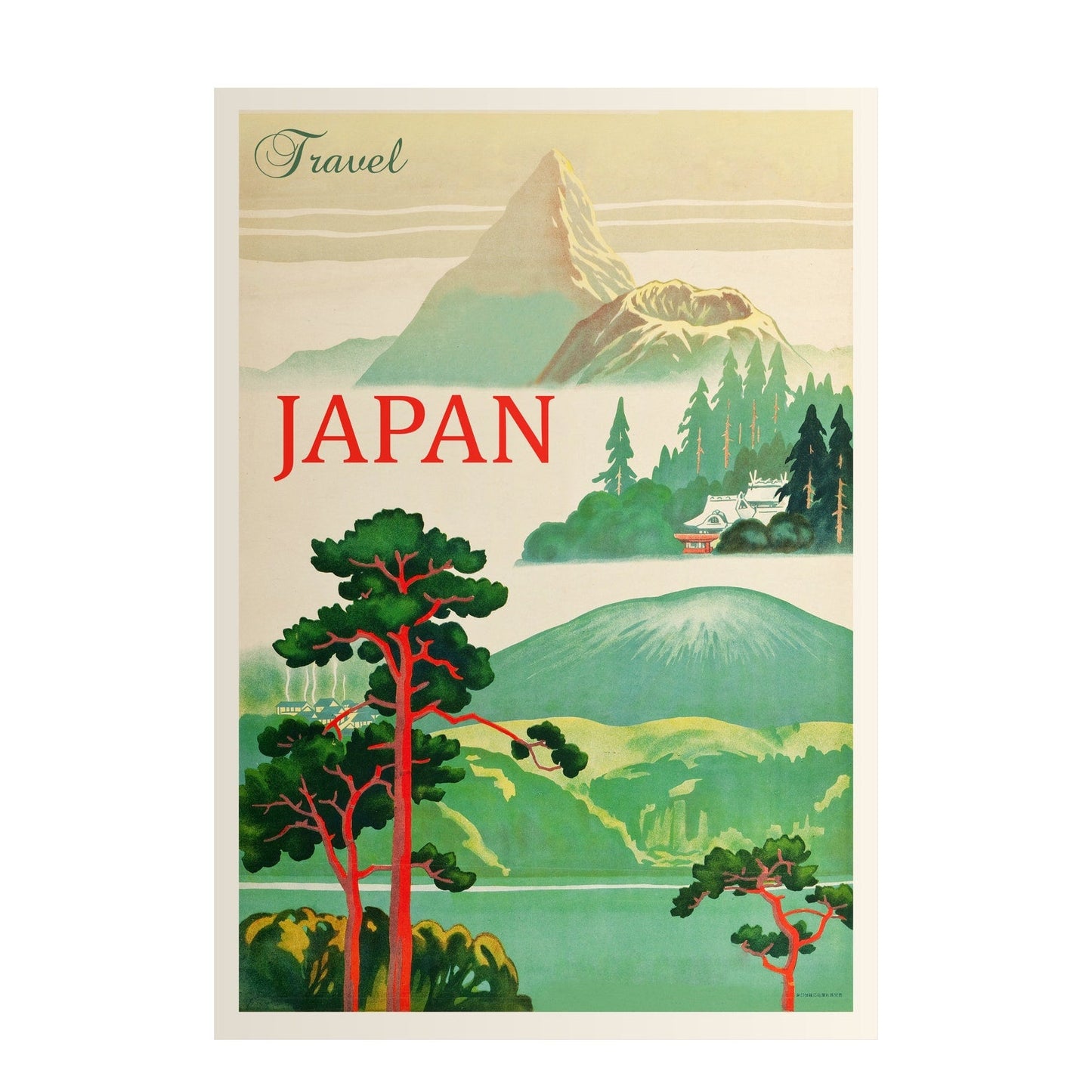 Visiter le Japon - Affiche de voyage vintage