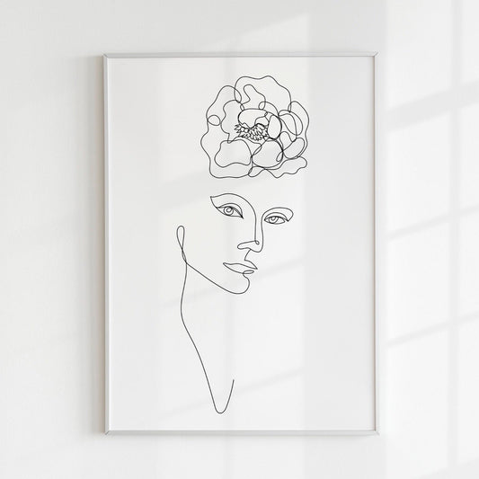 Woman & Flower Line Art Print 02 - Pathos Studio - Art Prints