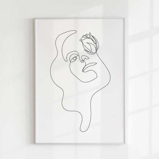 Woman & Flower Line Art Print 03 - Pathos Studio - Art Prints