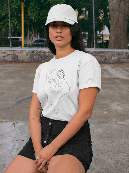 Woman & Flower Line Art T-Shirt - Pathos Studio - T-Shirts